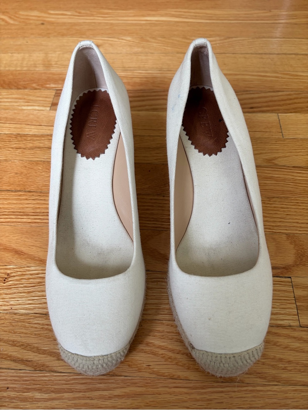 J Crew Seville Cream Canvas Espadrille Wedges Shoes 7.5 EU38 Coastal Preppy Mint